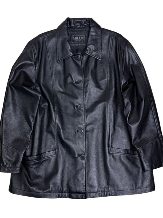 Milan Other - MILAN LEATHER Coat Vintage Y2K Business Casual Black Jacket Mens XL